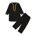 thumbnail image 3 of iiniim Boys Muslim Clothing Kaftan Middle East Youth Embroidered Top with Pants Suit Arabic Wear Black 100, 3 of 7