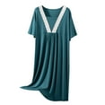 thumbnail image 3 of Feancey Modal Nightgown for Women Soft Comfy Lace Trim Sleepwear Loose Fit Casual Ruched Nightshirt Short Sleeve Round Neck Sleep Dress Funny Gift Army Green XL, 3 of 8