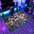thumbnail image 3 of Retro Colorful Wood Grain Area Rugs, Multicolor Texture Carpet, Machine Washable Non Slip Low Pile Rug for Living Room Bedroom Study Office Entrance Foyer 3x4ft, 3 of 8