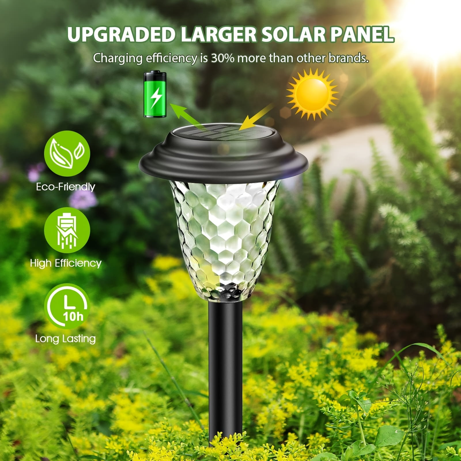 MIMQO Solar Pathway Lights Decorative Color Changing LED Warm White 10 Pack