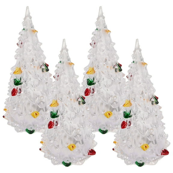 UKCOCO Mini Lighted Tree Christmas Tree Assorted Color Acrylic 4Set