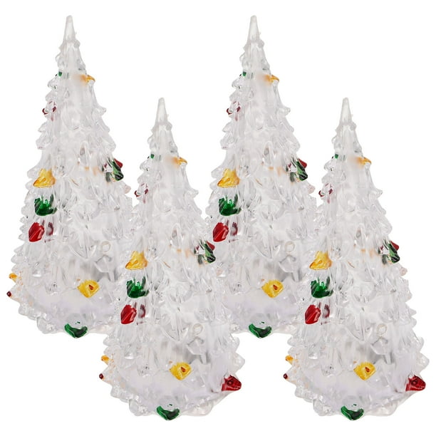 4pcs Crystal Christmas Tree Árbol de Navidad colorido Pintado LED Árboles de Navidad 12cm Árboles pintados