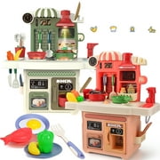 Simulate Kitchenware Kitchen Toys Set Cooking Food Electric Water Spray Education Interaction Toy for Girl Kid