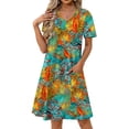 thumbnail image 3 of Fantaslook Summer Dresses for Women V Neck Short Sleeve Casual T Shirt Dress Beach Sundresses with Pockets, 3 of 9