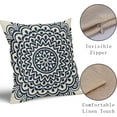 thumbnail image 4 of Dark Blue Mandala Pillow Covers 20x20 Set of 2 Modern Boho Ethnic Floral Pattern Decorative Throw Pillows Flower Outdoor Pillowcase Square Linen Farmhouse Cushion Case Decor for Couch Sofa Bed, 4 of 6
