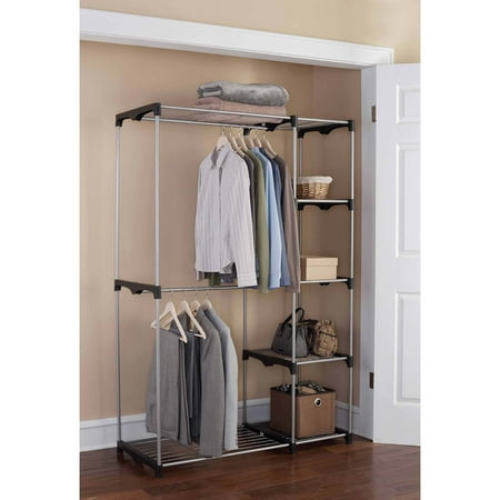 Mainstays Wire Shelf Closet Organizer, Black/Silver - Walmart.com