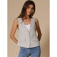 thumbnail image 2 of DARING DIVA Women's Casual Linen Vest Loose Lightweight Waistcoat XS Beige, 2 of 6