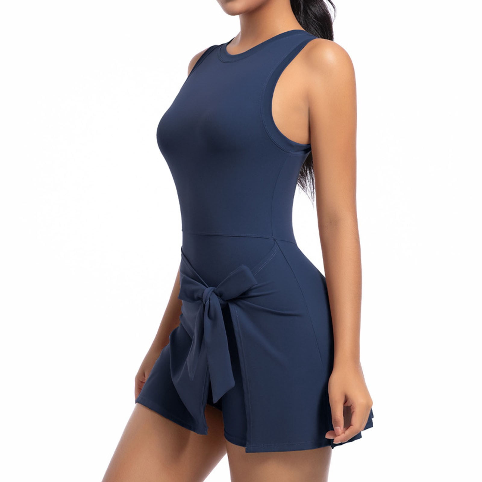 FireFox Cute Golf Tennis Dress 2 in 1 Workout Athletic Dresses for Women with Shorts Outfits Summer Clothes-Dark Blue-L,Athletic Dresses for Women with Shorts,Plus Size Tennis Dress
