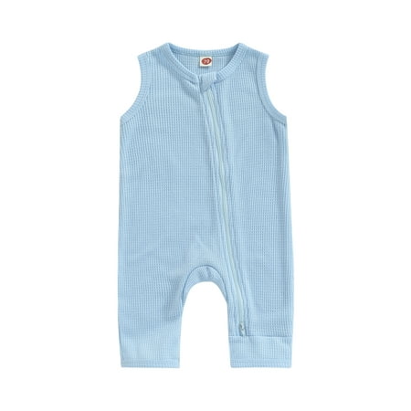 

Bagilaanoe Newborn Baby Girl Boys Summer Jumpsuit Sleeveless Bodysuit 3M 6M 12M 18M 24M Infant Zipper One Piece Romper