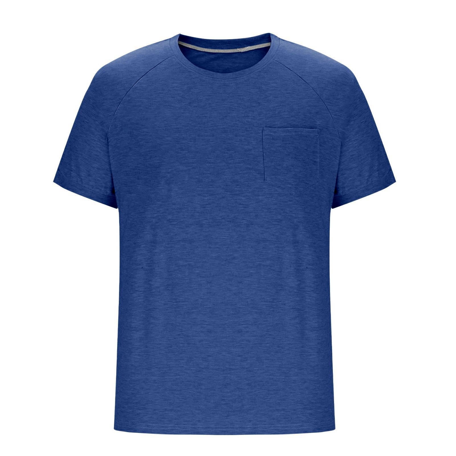 Eltusu Men's T-Shirts, Cotton Basic Short Sleeve Crew Neck Tee with Pockets Navy Size 3XL