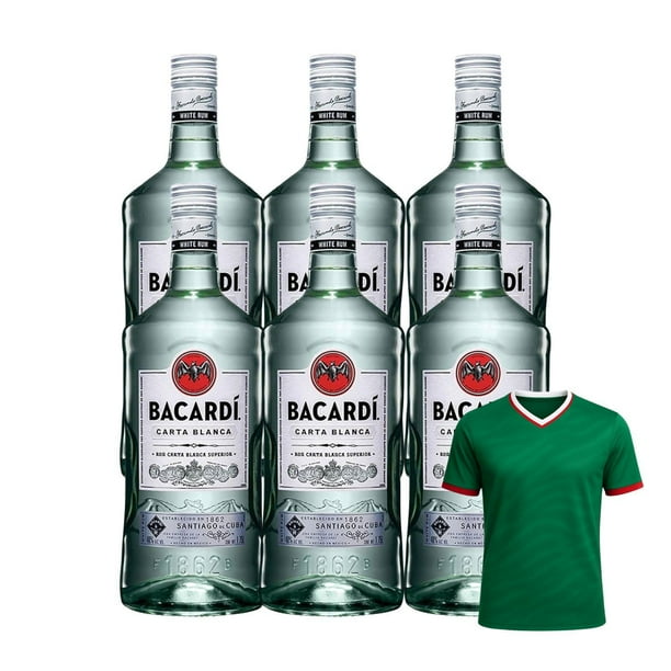 6 Ron Bacardi Carta Blanca 1.75 L + Jersey Verde