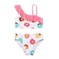 thumbnail image 1 of Aayomet Girls One Shoulder Cartoon Pattern Ruffle Split Two Piece Swimsuit Bathing Suit Girls Swimwear Girls (Pink, 7 Years), 1 of 5