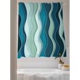 thumbnail image 3 of Sheer Curtains 63 Inch Length 2 Panels Set for Bedroom, Teal Ombre Semi Sheer Curtains for Windows, Abstract Art Moire Ocean Waves Voile Window Treatments Rod Pocket Curtain, 3 of 7