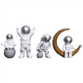 thumbnail image 3 of 4 Pcs Astronaut Figure Statue Figurine Spaceman Sculpture Educational Toy Desktop Home Decoration Astronaut Model Silver, 3 of 8