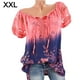 thumbnail image 1 of Blusa Camisa estampada de manga corta con cuello en V Blusa suelta Mujer Top de verano, Rojo claro, XXL Methold AP001925-45, 1 of 7