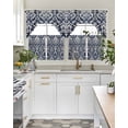 thumbnail image 4 of Vintage Boho Swag Kitchen Curtains Sets for Windows 24 Inch Length, Farmhouse Abstract Floral Aesthetic Art Short Window Curtain Panels Swags Valances and Tiers 3 Piece Set for Cafe/Dining Room, 4 of 5