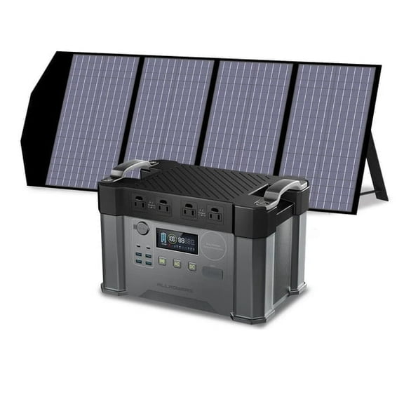 ALLPOWERS S2000PRO Portable Solar Generator Kit, 140W Foldable Solar Panel with 2400W 1451.6Wh Power Station, Solar Charger for Camping, Home Backup, Emergency