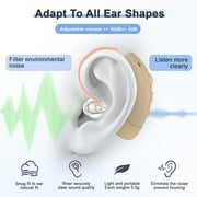 Hearing aids for Seniors-Rechargeable Sound Amplifiers with PSAP OTC Invisible Digital Personal Into Ear Amplification Devices with LED Power Display, Gifts for Elderly, White