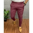 thumbnail image 2 of Wyobmus Mens Dress Pants Summer Quick Dry Stretch Casual Tapered Slacks Thin Work Business Trousers With Pockets D-Burgundy, 2 of 5