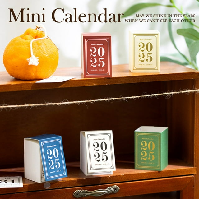 Calendrier de Bureau 2025 Mini Format Livre Compact Portable Rétro Calendrier Épais Papier Janvier à Décembre Calendrier Mensuel