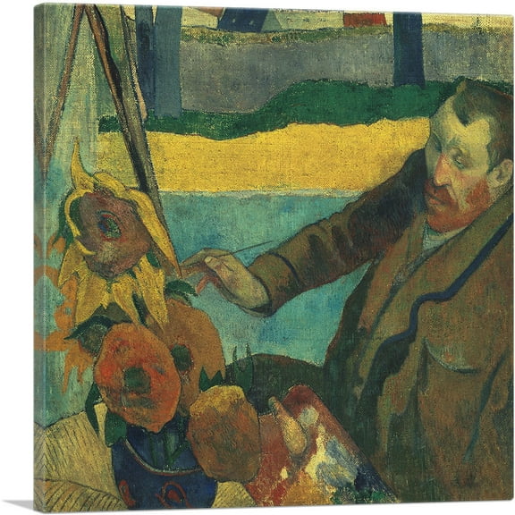 ARTCANVAS Vincent van Gogh Painting Sunflowers 1888 Canvas Art Print by Paul Gauguin - Size: 18" x 18" (0.75" Deep)