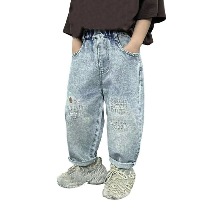 Pantalons en Jean pour Garçons, Pantalons Légers Décontractés pour Enfants, Mode Printemps Automne, Denim Extensible Confortable, Pantalons Longs pour Tout-Petits Garçons