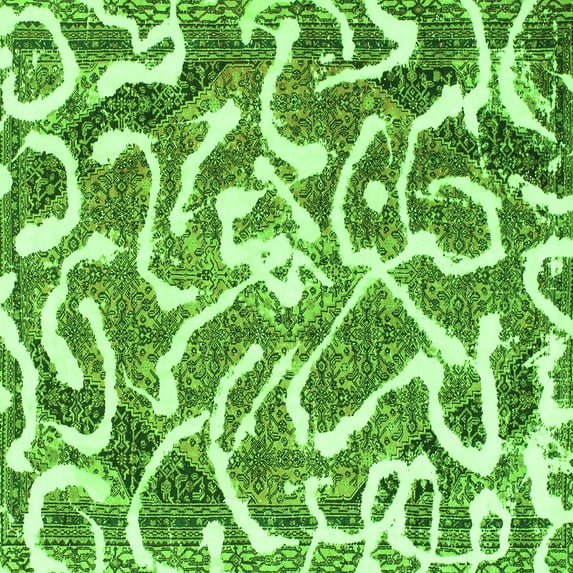 Ahgly Company Indoor Square Abstract Green Modern Area Rugs, 4' Square