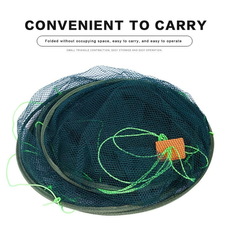 Portable Foldable Fishing Net Hand Casting Cage Crab Net with Fishing Rope  for Minnows Lobster Shrimp 