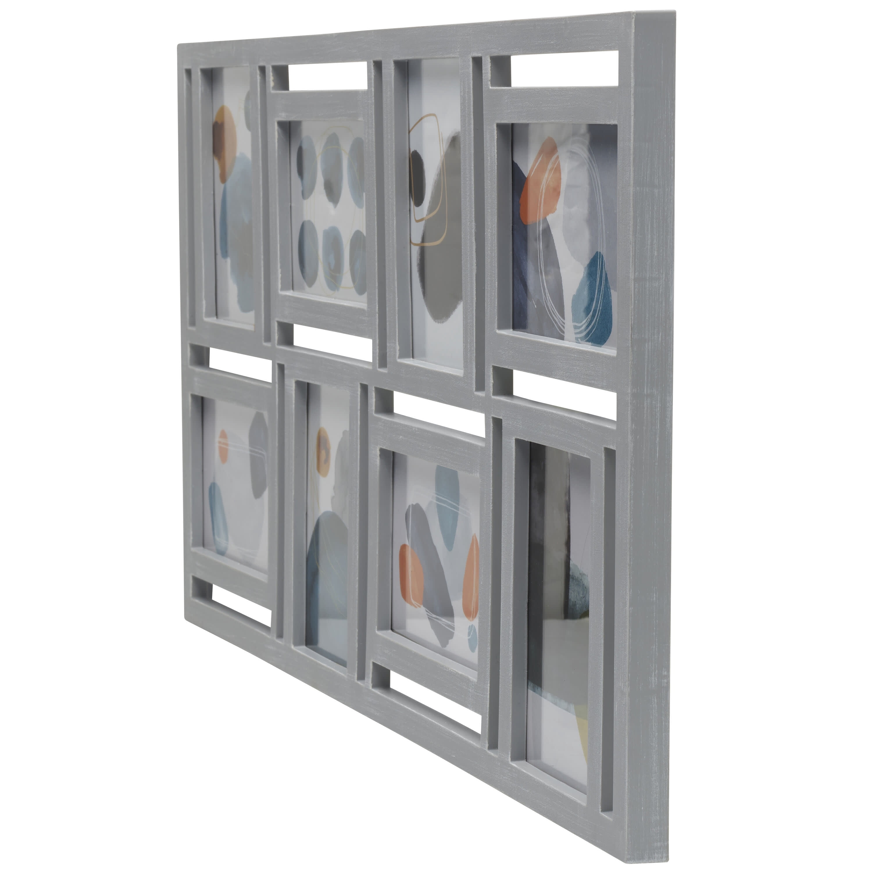 Melannco 25-inch by 15-inch 8-opening Plastic Collage in Distressed Gray