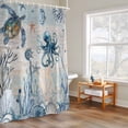 thumbnail image 4 of Sea Turtle Shower Curtain, Marine Life Corals Shell Starfish Octopus Ocean Waterproof Shower Curtain Set with 12 Hooks Lightweight Bath Curtains Fabric Bathroom Decor 72x72 Inches, 4 of 9