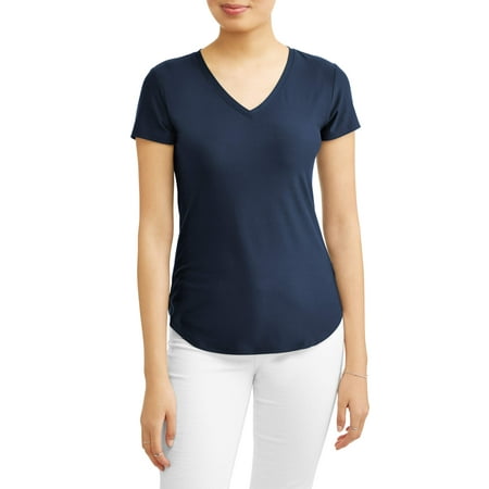 Maternity Shirred V-neck Tops - No Boundaries Juniors' Brushed Short Sleeve V-Neck T-Shirt