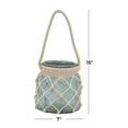 thumbnail image 3 of DecMode Blue Glass Decorative Candle Lantern with Rope Handle, 3 of 8
