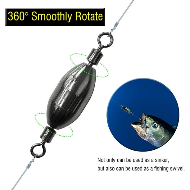Plannu Saltwater Fishing Weights Swivel Bullet Sinkers Fishing Weight Brass Lead  Fishing Weights Freshwater Bass Sinker with Swivel Rolling 