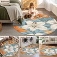thumbnail image 5 of Lily Flower Round Area Rug 5 FT, Non Slip Bedroom Rugs, White Orange Blooms Floral Watercolor Blue Washable Soft Circular Carpet Non-Shedding Floor Mat for Kitchen Dining Room Foyer Balcony Dorm, 5 of 8
