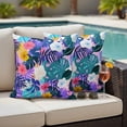 thumbnail image 4 of Tropical Leaf Outdoor Waterproof Pillow Covers, Purple Palm Plant Summer Flower Pastoral Decorative Square Throw Pillowcase Sofa Cushion Sham for Patio/Couch/Chair, 18"x18" 2 Pack, 4 of 8
