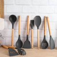 thumbnail image 3 of Silicone kitchenware 12-piece set kitchen non-stick cooking spatula frying spatula wooden handle barrel kitchen tool set, 3 of 5