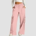 thumbnail image 2 of ManxiVoo Women's Casual Drawstring Waist Wide Leg Pants with Pockets Comfortable Soft Lounge Athletic Trousers S Size Pink, 2 of 7