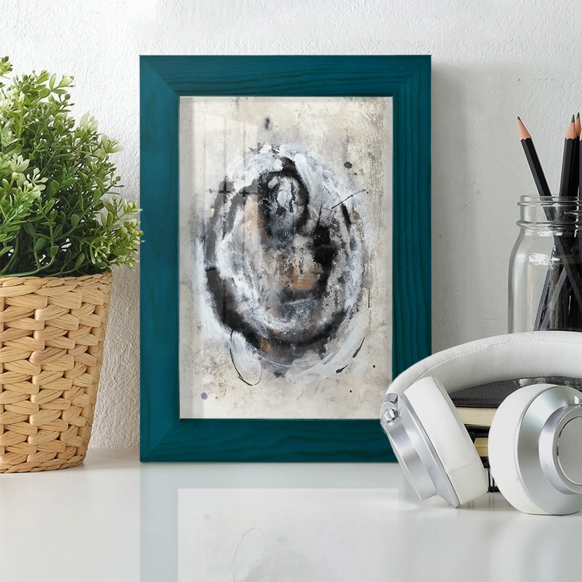 Circular Energy III -Framed Print w/glass-Ocean Blue