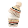 thumbnail image 3 of WITHMOONS Women Knit Pom Beanie Scarf Winter Fleece Lined Hat XZX0072 (Beige), 3 of 5