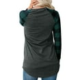 thumbnail image 4 of Women Round Neck Long Sleeve Splicing Plaid Top, 4 of 4