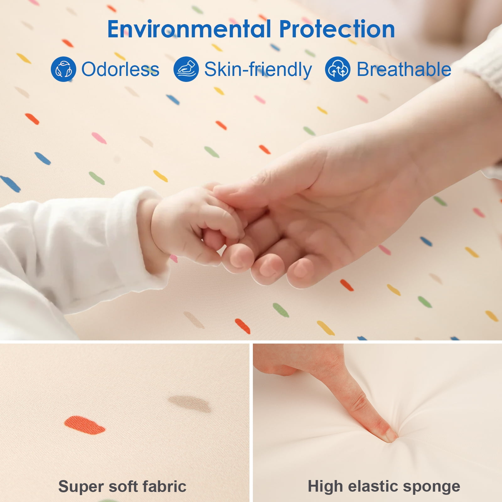Tiny Marvels Non-Slip Changing Pad, Upgrade Size (18" x 31.50"), Soft Washable Cover, Safe Contoured Baby Changing Pad Fits Standard Changing Tables & Dressers