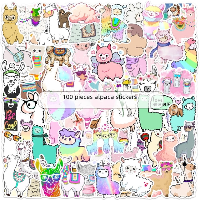 Pegatinas de Alpaca Graff 50/100 para tazas, ordenadores, neveras, patinetas, resistentes al agua