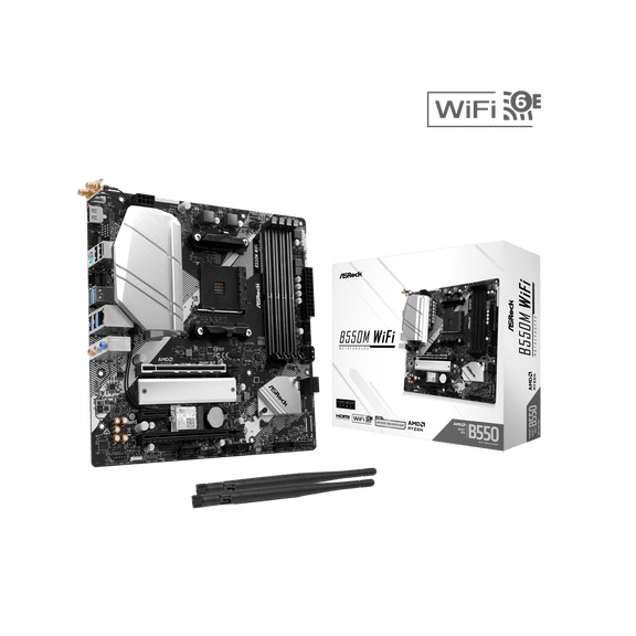 ASRock B550M WiFi AM4 AMD B550 Micro ATX Motherboard - Wi-Fi 6E, PCIe 4.0, Hyper M.2 Gen4x4, DDR4 4733 (OC)