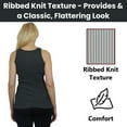 thumbnail image 3 of 3-Pack Women's Regular Fit Cotton Blend Ribbed Tank Tops - Soft Breathable, Gym & Lounge Wear (M-2XL), 3 of 5