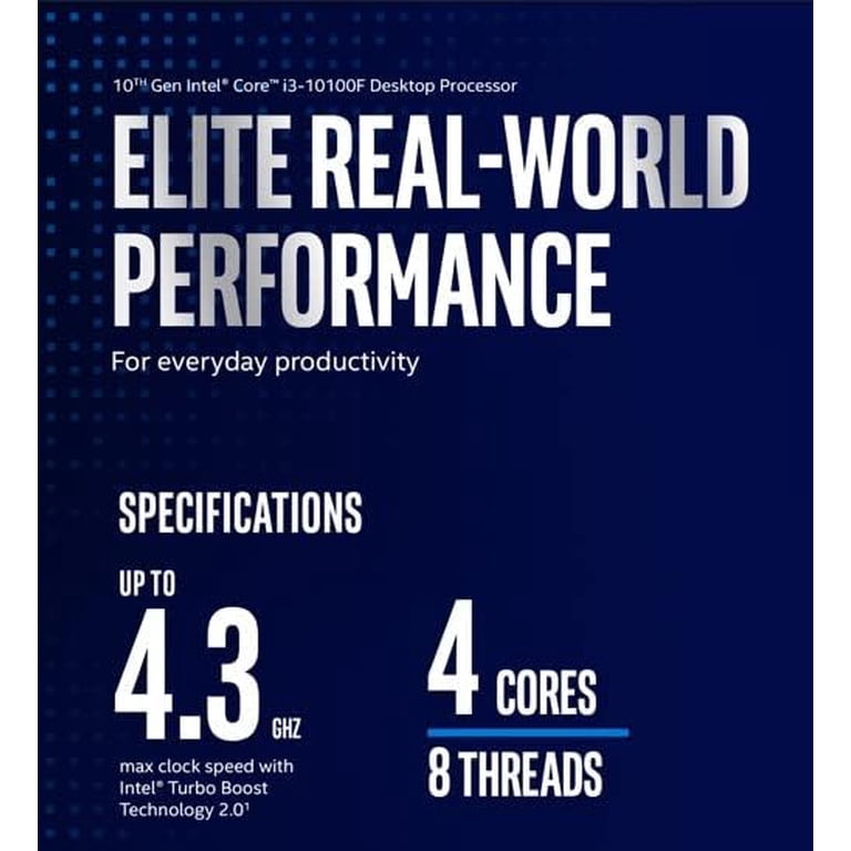 Intel Core i3-10100F Desktop Processor (CPU) - 4 cores & 8 threads