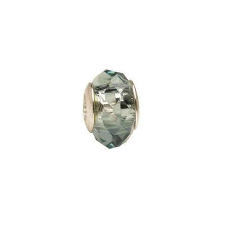 Glass Lampwork Charms Gray Faceted Beauty Large Hole Beads Murano Lampwork European Glass Crystal Charms Beads Spacers Fit Pandora Troll Chamilia Carlo Biagi Zable Snake Chain Charm Bracelets 9.5x13.5mm 4pcs ()