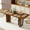 thumbnail image 5 of Timagebreze 71 Inch Farmhouse Dining Table for 6-8 Rectangular Dinner Table with Large Waterproof Tabletop for Kitchen & Dining Room,Brown, 5 of 8