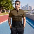 thumbnail image 5 of Mens Striped Polo Shirt Short Sleeve Breathable Casual Business Henley Collar Top for Summer Out Golf Travel Wear Coffee 3XL, 5 of 8
