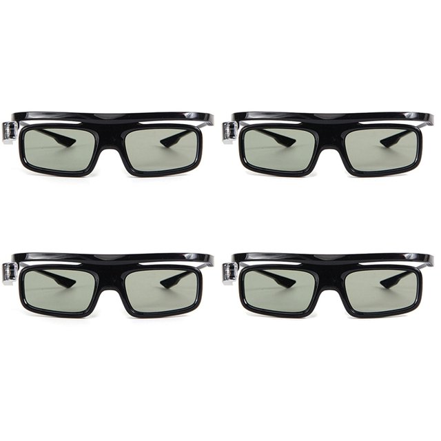 4Pcs Dlp-Link Active Shutter 3D Glass Gl1800 Rechargeable Eyewear for 3D Projector R20 R19 R15 P12 R9 R7,4 x 3D Glasses 4 x USB Cable,Black