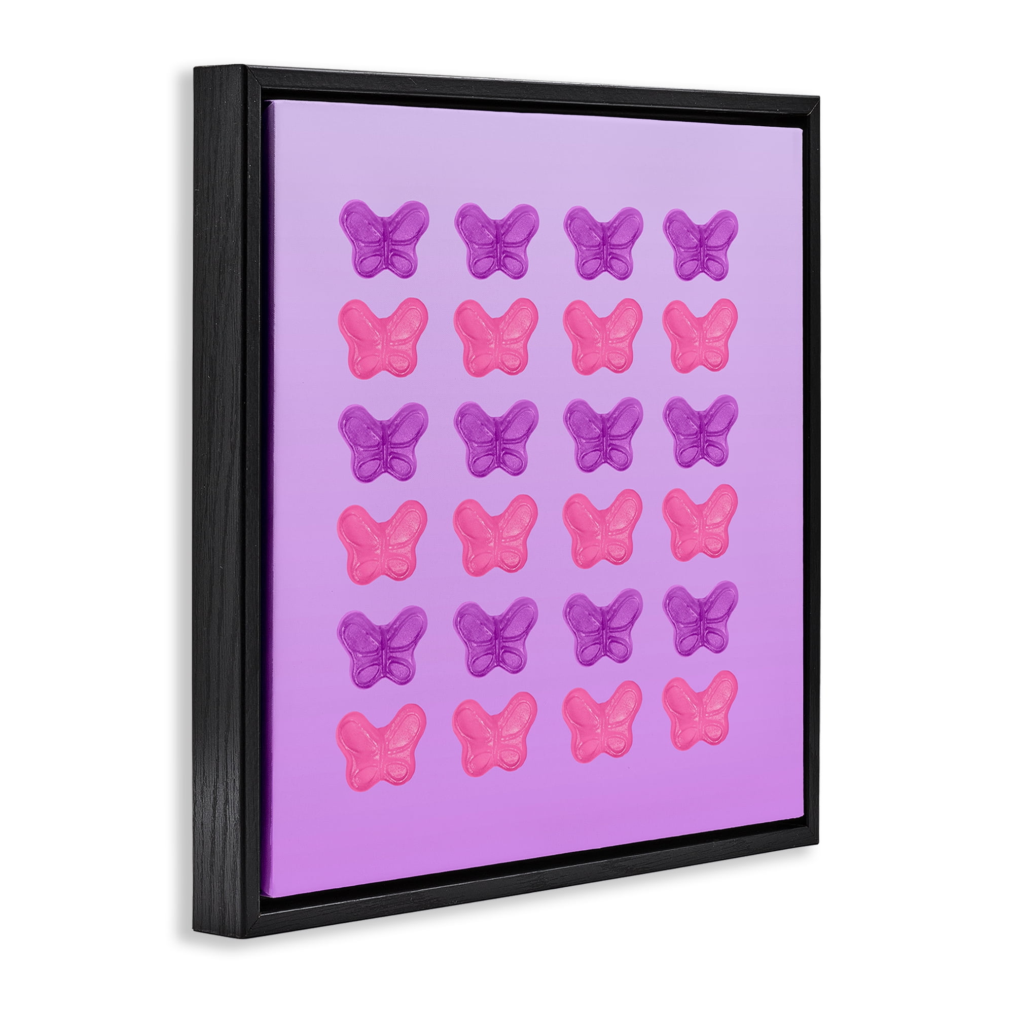 Stupell Industries Purple & Pink Butterfly Candies Black Framed Floater Canvas Wall Art, design by LISH Creative